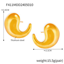 316L Stainless Steel 18K Gold PVD Twist Comma Design Earrings - Twist Comma Design Gold Earrings Wholesale Stainless Steel Jewelry - Sensitive Skin Friendly - Detail 5