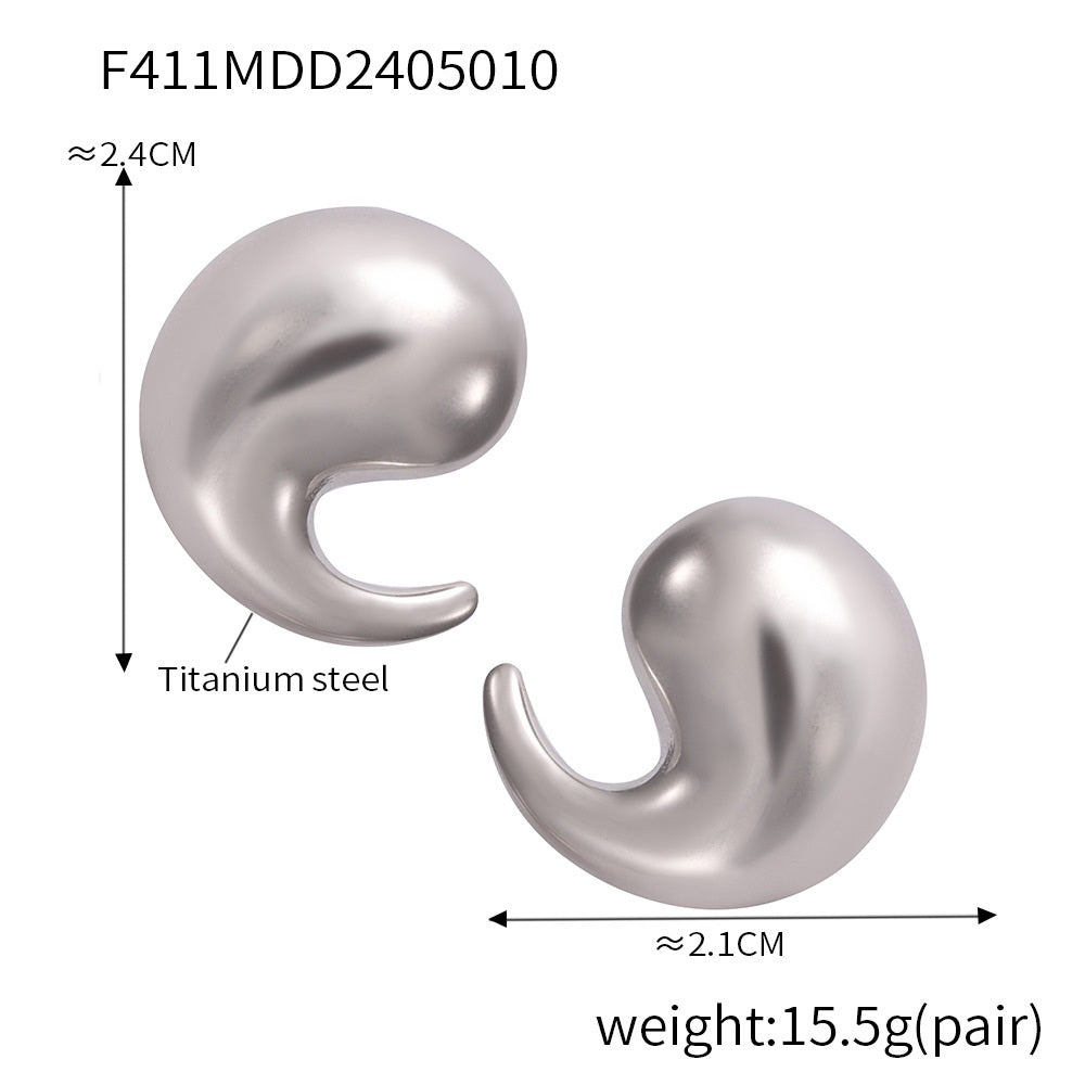 316L Stainless Steel 18K Gold PVD Twist Comma Design Earrings - Twist Comma Design Gold Earrings Wholesale Stainless Steel Jewelry - Sensitive Skin Friendly - Detail 6