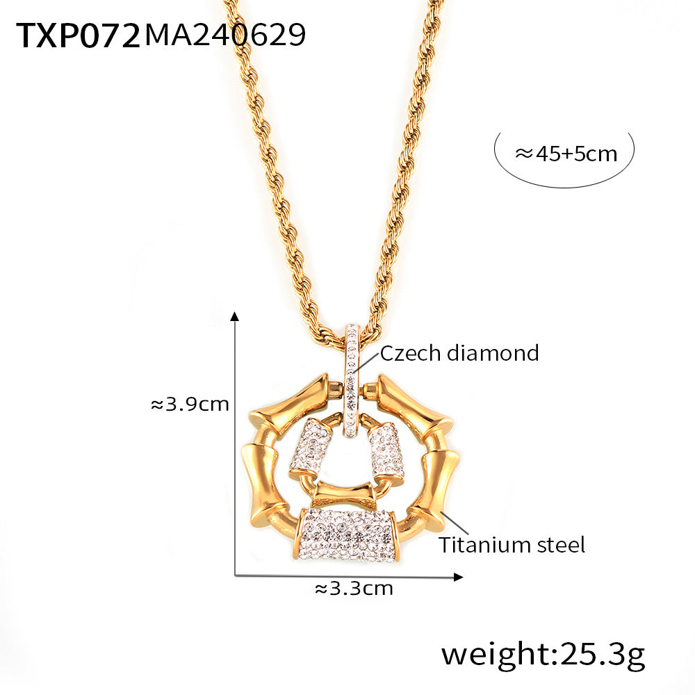 316L Stainless Steel 18K Gold PVD Twisted Chain Jewelry Bracelet - Twisted Gold Chain, Diamond-like Accents Wholesale Stainless Steel Jewelry - Sensitive Skin Friendly - Detail 2