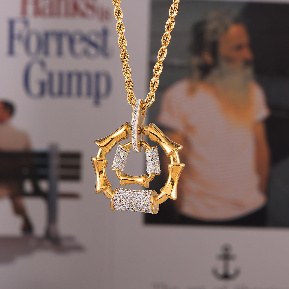316L Stainless Steel 18K Gold PVD Twisted Chain Jewelry Bracelet - Twisted Gold Chain, Diamond-like Accents Wholesale Stainless Steel Jewelry - Sensitive Skin Friendly - Detail 4