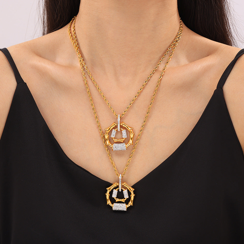316L Stainless Steel 18K Gold PVD Twisted Chain Jewelry Bracelet - Twisted Gold Chain, Diamond-like Accents Wholesale Stainless Steel Jewelry - Sensitive Skin Friendly - Detail 5