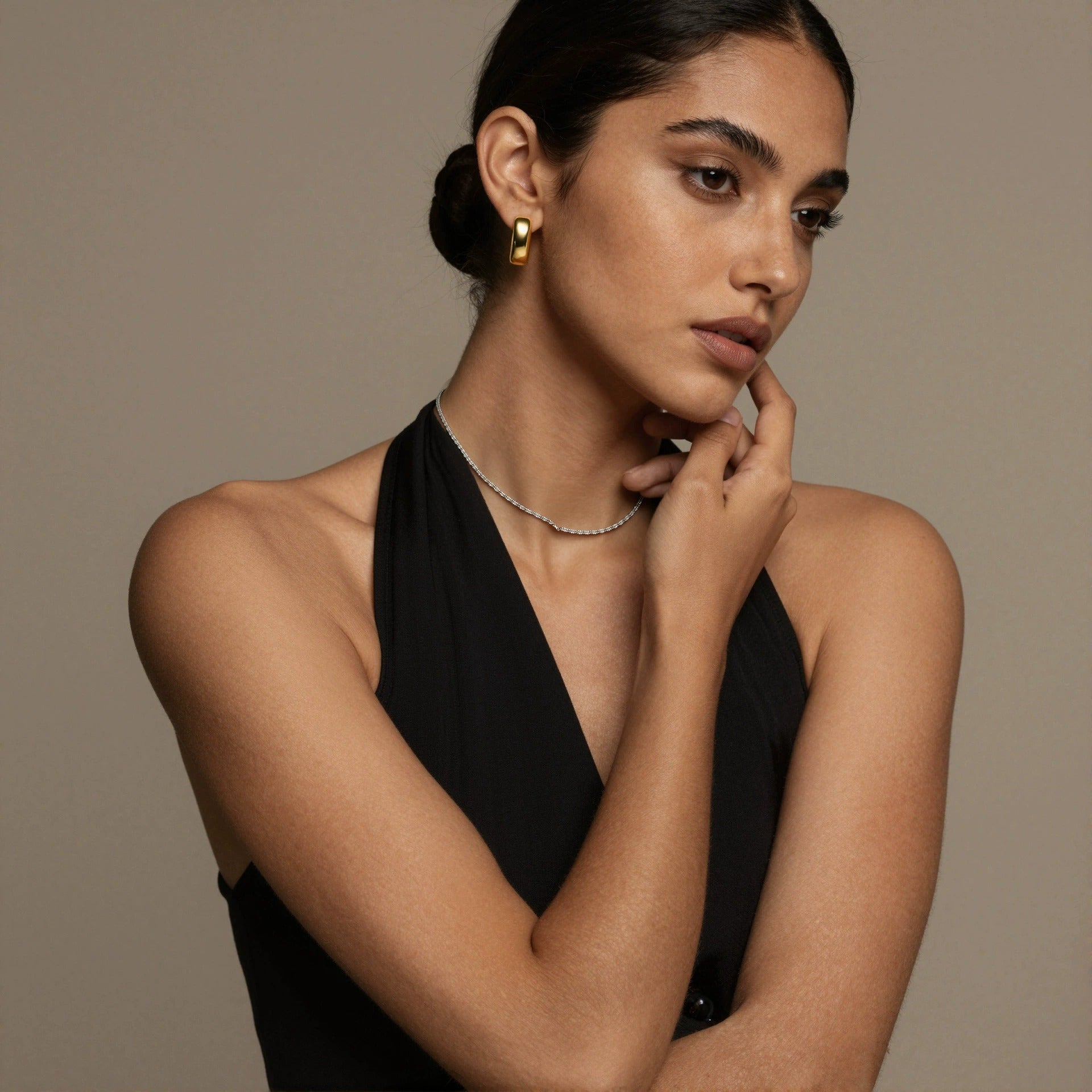 316L Stainless Steel 18K Gold PVD Twisted Chain Minimalist Bracelet & Necklace - Twisted Chain Metallic Texture Minimalist Gold Jewelry Modern Coastal Style Wholesale Stainless Steel Jewelry - Sensitive Skin Friendly - Detail 4