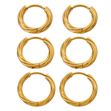 316L Stainless Steel 18K Gold PVD Twisted Round Minimalist Hoop Earrings - Twisted Round Minimalist Hoop, 18K Gold PVD Wholesale Stainless Steel Jewelry - Sensitive Skin Friendly - Detail 2