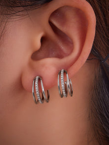 316L Stainless Steel 18K Gold PVD Twisted Three-Layer Zircon Ear Cuff Earrings - Twisted Three-Layer Zircon Ear Cuff Wholesale Stainless Steel Jewelry - Sensitive Skin Friendly - Detail 5