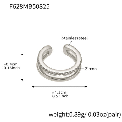 316L Stainless Steel 18K Gold PVD Twisted Three-Layer Zircon Ear Cuff Earrings - Twisted Three-Layer Zircon Ear Cuff Wholesale Stainless Steel Jewelry - Sensitive Skin Friendly - Detail 8