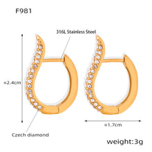 316L Stainless Steel 18K Gold PVD U-Shaped Geometric Zircon Earrings - U-Shaped Geometric Zircon Earrings Wholesale Stainless Steel Jewelry - Sensitive Skin Friendly - Detail 1