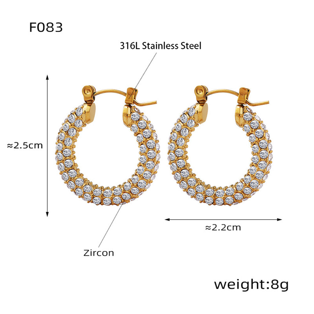 316L Stainless Steel 18K Gold PVD U-Shaped Geometric Zircon Earrings - U-Shaped Geometric Zircon Earrings Wholesale Stainless Steel Jewelry - Sensitive Skin Friendly - Detail 10