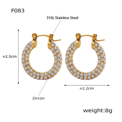 316L Stainless Steel 18K Gold PVD U-Shaped Geometric Zircon Earrings - U-Shaped Geometric Zircon Earrings Wholesale Stainless Steel Jewelry - Sensitive Skin Friendly - Detail 10