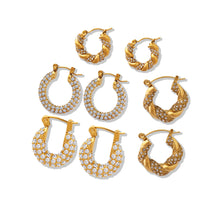 316L Stainless Steel 18K Gold PVD U-Shaped Geometric Zircon Earrings - U-Shaped Geometric Zircon Earrings Wholesale Stainless Steel Jewelry - Sensitive Skin Friendly - Detail 11