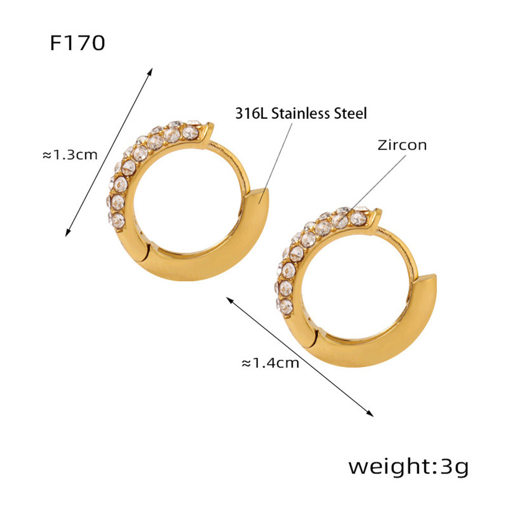 316L Stainless Steel 18K Gold PVD U-Shaped Geometric Zircon Earrings - U-Shaped Geometric Zircon Earrings Wholesale Stainless Steel Jewelry - Sensitive Skin Friendly - Detail 2