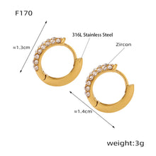 316L Stainless Steel 18K Gold PVD U-Shaped Geometric Zircon Earrings - U-Shaped Geometric Zircon Earrings Wholesale Stainless Steel Jewelry - Sensitive Skin Friendly - Detail 2