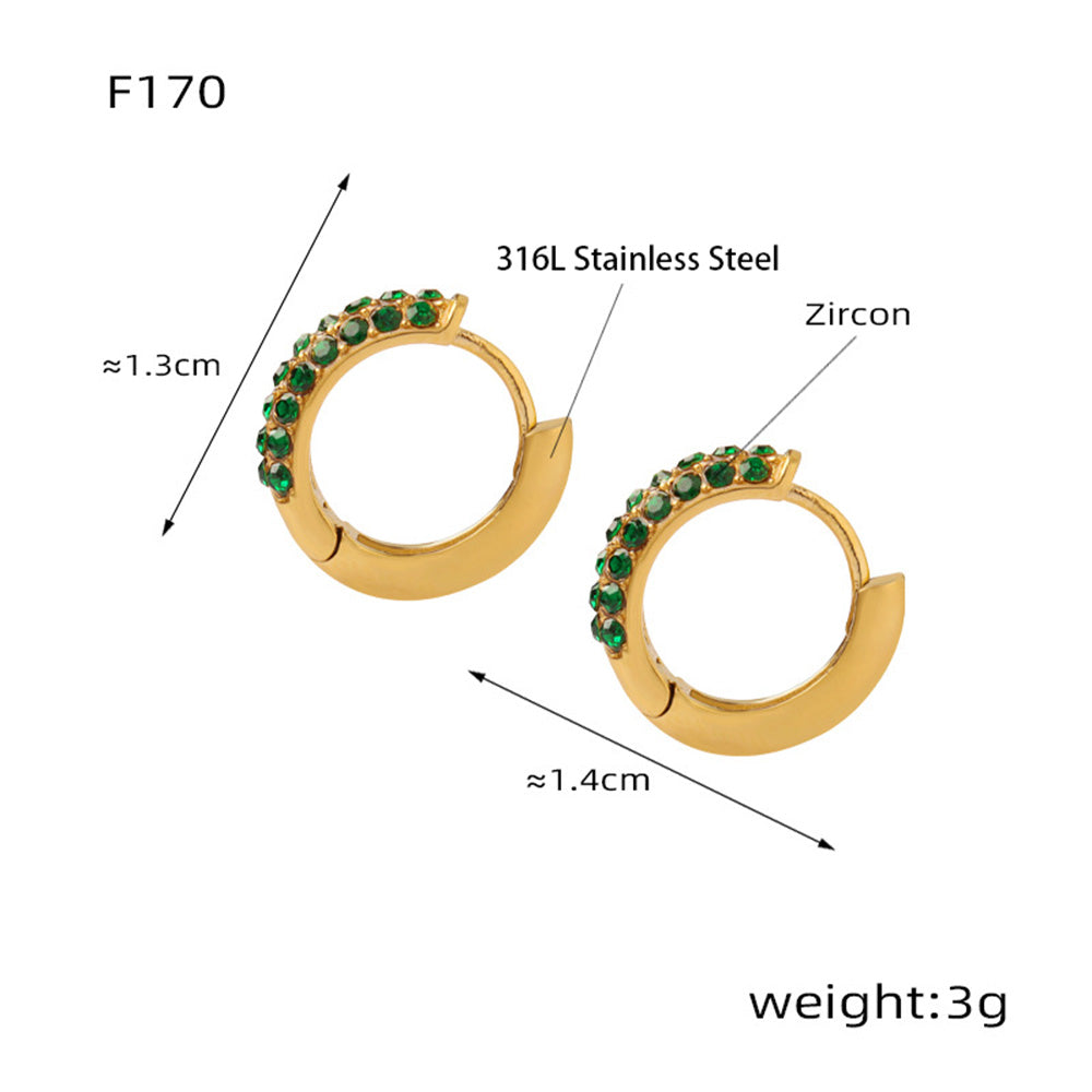 316L Stainless Steel 18K Gold PVD U-Shaped Geometric Zircon Earrings - U-Shaped Geometric Zircon Earrings Wholesale Stainless Steel Jewelry - Sensitive Skin Friendly - Detail 3