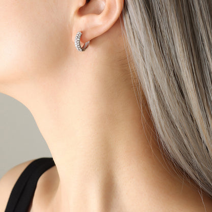 316L Stainless Steel 18K Gold PVD U-Shaped Geometric Zircon Earrings - U-Shaped Geometric Zircon Earrings Wholesale Stainless Steel Jewelry - Sensitive Skin Friendly - Detail 7