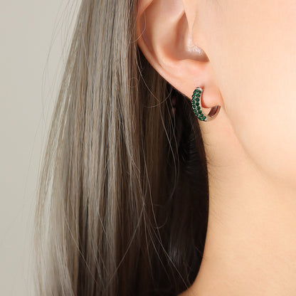 316L Stainless Steel 18K Gold PVD U-Shaped Geometric Zircon Earrings - U-Shaped Geometric Zircon Earrings Wholesale Stainless Steel Jewelry - Sensitive Skin Friendly - Detail 9