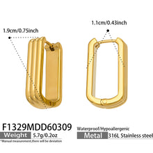 316L stainless steel 18K gold PVD U-shaped hoop earrings, minimalist hypoallergenic waterproof jewelry for women