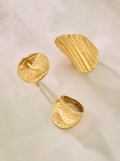 316L Stainless Steel 18K Gold PVD Unique Statement Ring - Modern Gold Statement Ring, Unique Design, Trendy Wholesale Stainless Steel Jewelry - Sensitive Skin Friendly - Detail 11