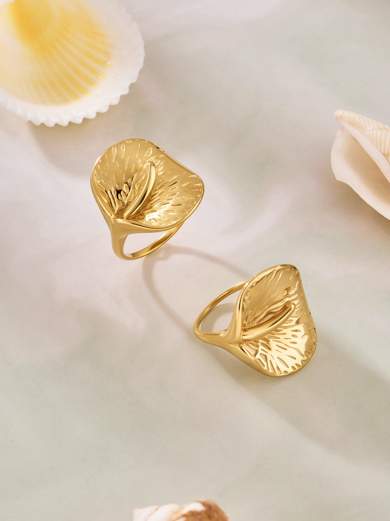 316L Stainless Steel 18K Gold PVD Unique Statement Ring - Modern Gold Statement Ring, Unique Design, Trendy Wholesale Stainless Steel Jewelry - Sensitive Skin Friendly - Detail 12
