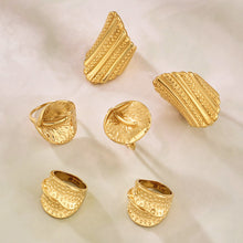 316L Stainless Steel 18K Gold PVD Unique Statement Ring - Modern Gold Statement Ring, Unique Design, Trendy Wholesale Stainless Steel Jewelry - Sensitive Skin Friendly - Detail 18