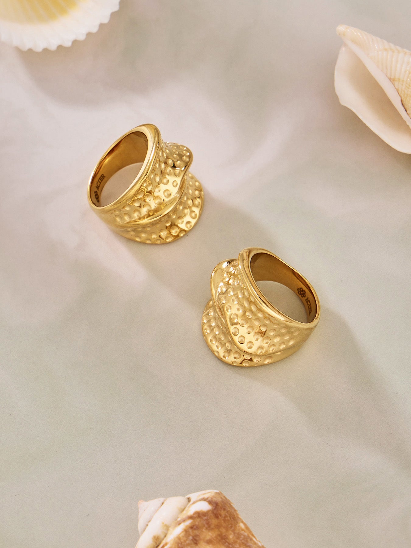 316L Stainless Steel 18K Gold PVD Unique Statement Ring - Modern Gold Statement Ring, Unique Design, Trendy Wholesale Stainless Steel Jewelry - Sensitive Skin Friendly - Detail 4