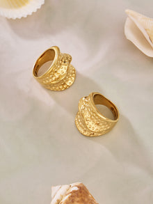 316L Stainless Steel 18K Gold PVD Unique Statement Ring - Modern Gold Statement Ring, Unique Design, Trendy Wholesale Stainless Steel Jewelry - Sensitive Skin Friendly - Detail 4