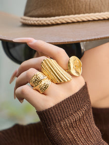 316L Stainless Steel 18K Gold PVD Unique Statement Ring - Modern Gold Statement Ring, Unique Design, Trendy Wholesale Stainless Steel Jewelry - Sensitive Skin Friendly - Detail 6