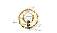 316L Stainless Steel 18K Gold PVD Unisex Crystal Stone Cuban Chain Necklace & Bracelet Set - Unisex Gold Plated Crystal Stone Cuban Chain Green Red Yellow Blue Wholesale Stainless Steel Jewelry - Sensitive Skin Friendly - Detail 1