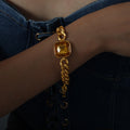 Gold Yellow Crystal Bracelet (E076) / 18+3cm