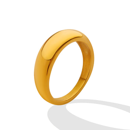 316L Stainless Steel 18K Gold PVD Unisex Minimalist Plain Smooth Band Ring - Minimalist Plain Band Smooth Finish Unisex Couple Ring Steel Gold Wholesale Stainless Steel Jewelry - Sensitive Skin Friendly - Detail 3