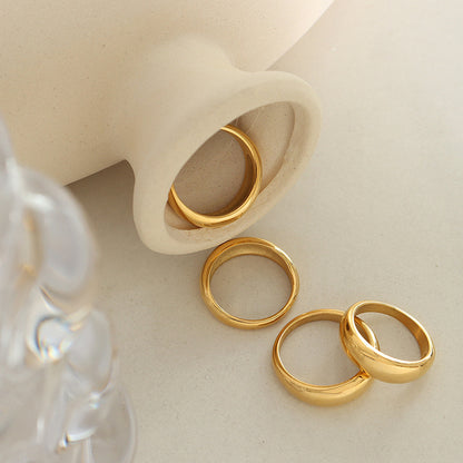 316L Stainless Steel 18K Gold PVD Unisex Minimalist Plain Smooth Band Ring - Minimalist Plain Band Smooth Finish Unisex Couple Ring Steel Gold Wholesale Stainless Steel Jewelry - Sensitive Skin Friendly - Detail 8