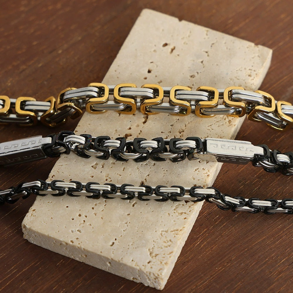 316L Stainless Steel 18K Gold PVD Vintage Bracelet - Vintage Gold Bracelet Wholesale Stainless Steel Jewelry - Sensitive Skin Friendly - Detail 2