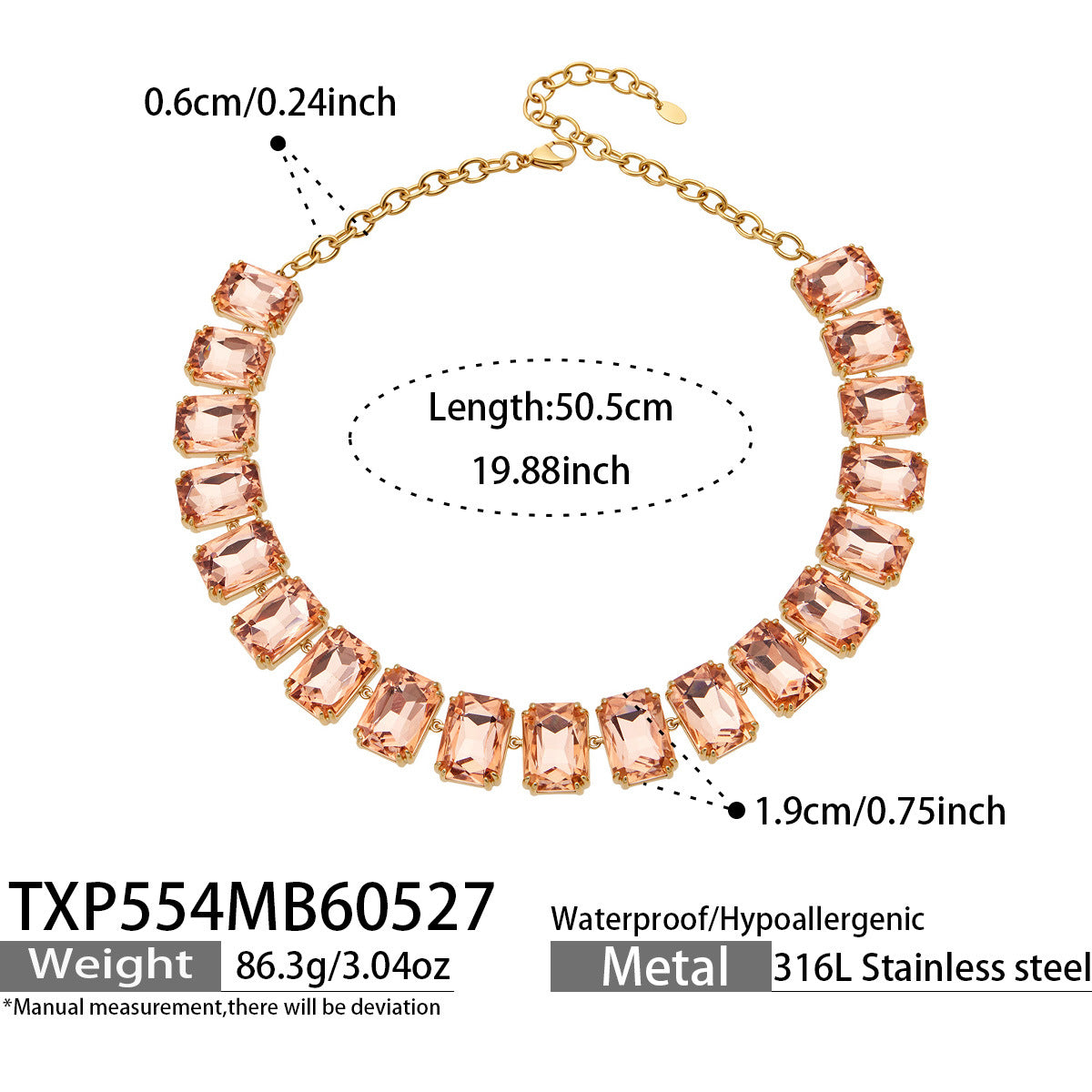 316L Stainless Steel 18K Gold PVD Vintage Czech Crystal Jewelry Set - Vintage Czech Crystal Jewelry Gold Zircon Glass Stone Retro Luxury Wholesale Stainless Steel Jewelry - Sensitive Skin Friendly - Detail 14