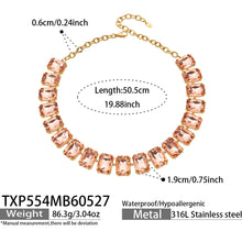 316L Stainless Steel 18K Gold PVD Vintage Czech Crystal Jewelry Set - Vintage Czech Crystal Jewelry Gold Zircon Glass Stone Retro Luxury Wholesale Stainless Steel Jewelry - Sensitive Skin Friendly - Detail 14
