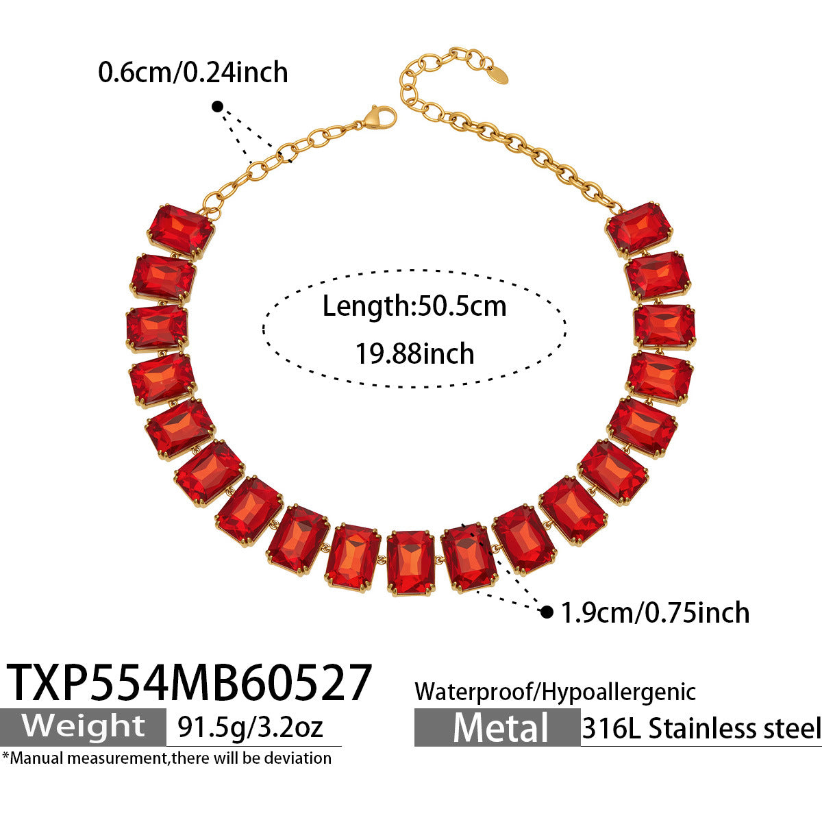 316L Stainless Steel 18K Gold PVD Vintage Czech Crystal Jewelry Set - Vintage Czech Crystal Jewelry Gold Zircon Glass Stone Retro Luxury Wholesale Stainless Steel Jewelry - Sensitive Skin Friendly - Detail 15