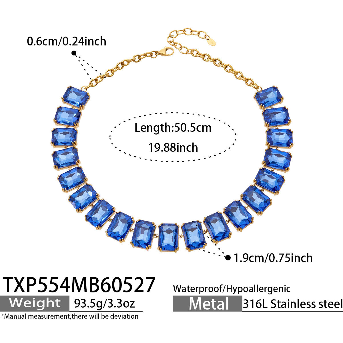 316L Stainless Steel 18K Gold PVD Vintage Czech Crystal Jewelry Set - Vintage Czech Crystal Jewelry Gold Zircon Glass Stone Retro Luxury Wholesale Stainless Steel Jewelry - Sensitive Skin Friendly - Detail 16