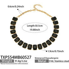 316L Stainless Steel 18K Gold PVD Vintage Czech Crystal Jewelry Set - Vintage Czech Crystal Jewelry Gold Zircon Glass Stone Retro Luxury Wholesale Stainless Steel Jewelry - Sensitive Skin Friendly - Detail 17