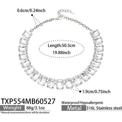 316L Stainless Steel 18K Gold PVD Vintage Czech Crystal Jewelry Set - Vintage Czech Crystal Jewelry Gold Zircon Glass Stone Retro Luxury Wholesale Stainless Steel Jewelry - Sensitive Skin Friendly - Detail 18