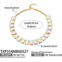 316L Stainless Steel 18K Gold PVD Vintage Czech Crystal Jewelry Set - Vintage Czech Crystal Jewelry Gold Zircon Glass Stone Retro Luxury Wholesale Stainless Steel Jewelry - Sensitive Skin Friendly - Detail 6