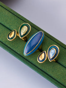 316L Stainless Steel 18K Gold PVD Vintage Enamel Oval Ring - Vintage Gold Band Enamel Minimalist Wholesale Stainless Steel Jewelry - Sensitive Skin Friendly - Detail 15
