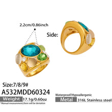 316L Stainless Steel 18K Gold PVD Vintage Filigree Cat's Eye Ring - Vintage Gold Ring, Filigree Design, Cat's Eye Stone Wholesale Stainless Steel Jewelry - Sensitive Skin Friendly - Detail 13