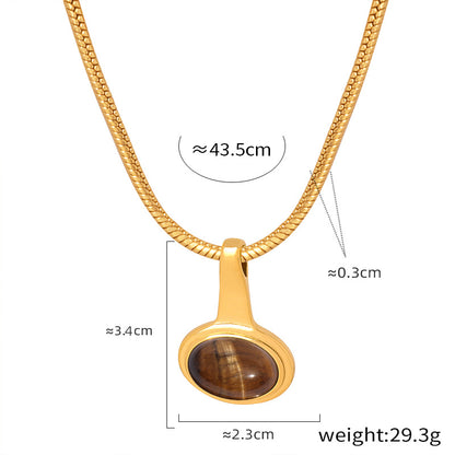 316L Stainless Steel 18K Gold PVD Vintage Glass Bead Pendant Necklace - Vintage French Glass Bead Pendant Wholesale Stainless Steel Jewelry - Sensitive Skin Friendly - Detail 3