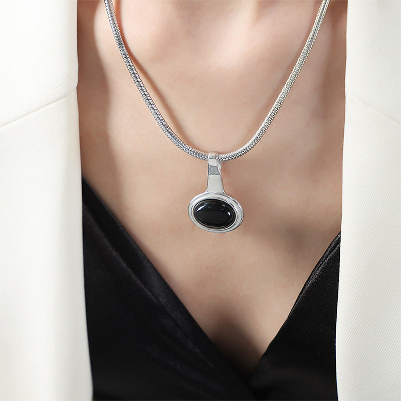 316L Stainless Steel 18K Gold PVD Vintage Glass Bead Pendant Necklace - Vintage French Glass Bead Pendant Wholesale Stainless Steel Jewelry - Sensitive Skin Friendly - Detail 5