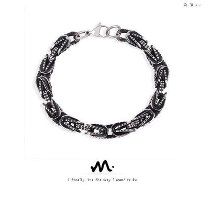 316L Stainless Steel 18K Gold PVD Vintage Heavy Metal Bracelet - Vintage Heavy Metal Bracelet Wholesale Stainless Steel Jewelry - Sensitive Skin Friendly - Detail 1