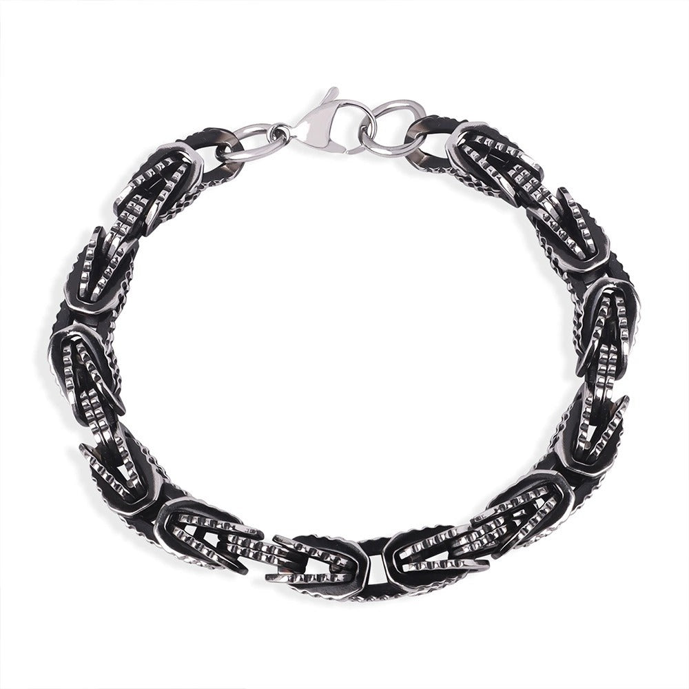 316L Stainless Steel 18K Gold PVD Vintage Heavy Metal Bracelet - Vintage Heavy Metal Bracelet Wholesale Stainless Steel Jewelry - Sensitive Skin Friendly - Detail 5