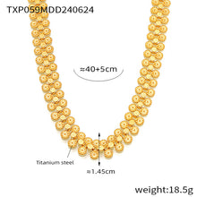316L Stainless Steel 18K Gold PVD Vintage-Inspired Medallion Spliced Bracelet Necklace Set - Vintage Medallion Spliced Design Wholesale Stainless Steel Jewelry - Sensitive Skin Friendly - Detail 10