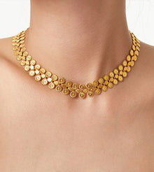 316L Stainless Steel 18K Gold PVD Vintage-Inspired Medallion Spliced Bracelet Necklace Set - Vintage Medallion Spliced Design Wholesale Stainless Steel Jewelry - Sensitive Skin Friendly - Detail 3