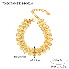 316L Stainless Steel 18K Gold PVD Vintage-Inspired Medallion Spliced Bracelet Necklace Set - Vintage Medallion Spliced Design Wholesale Stainless Steel Jewelry - Sensitive Skin Friendly - Detail 6