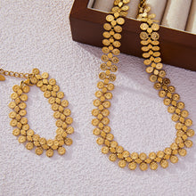 316L Stainless Steel 18K Gold PVD Vintage-Inspired Medallion Spliced Bracelet Necklace Set - Vintage Medallion Spliced Design Wholesale Stainless Steel Jewelry - Sensitive Skin Friendly - Detail 7