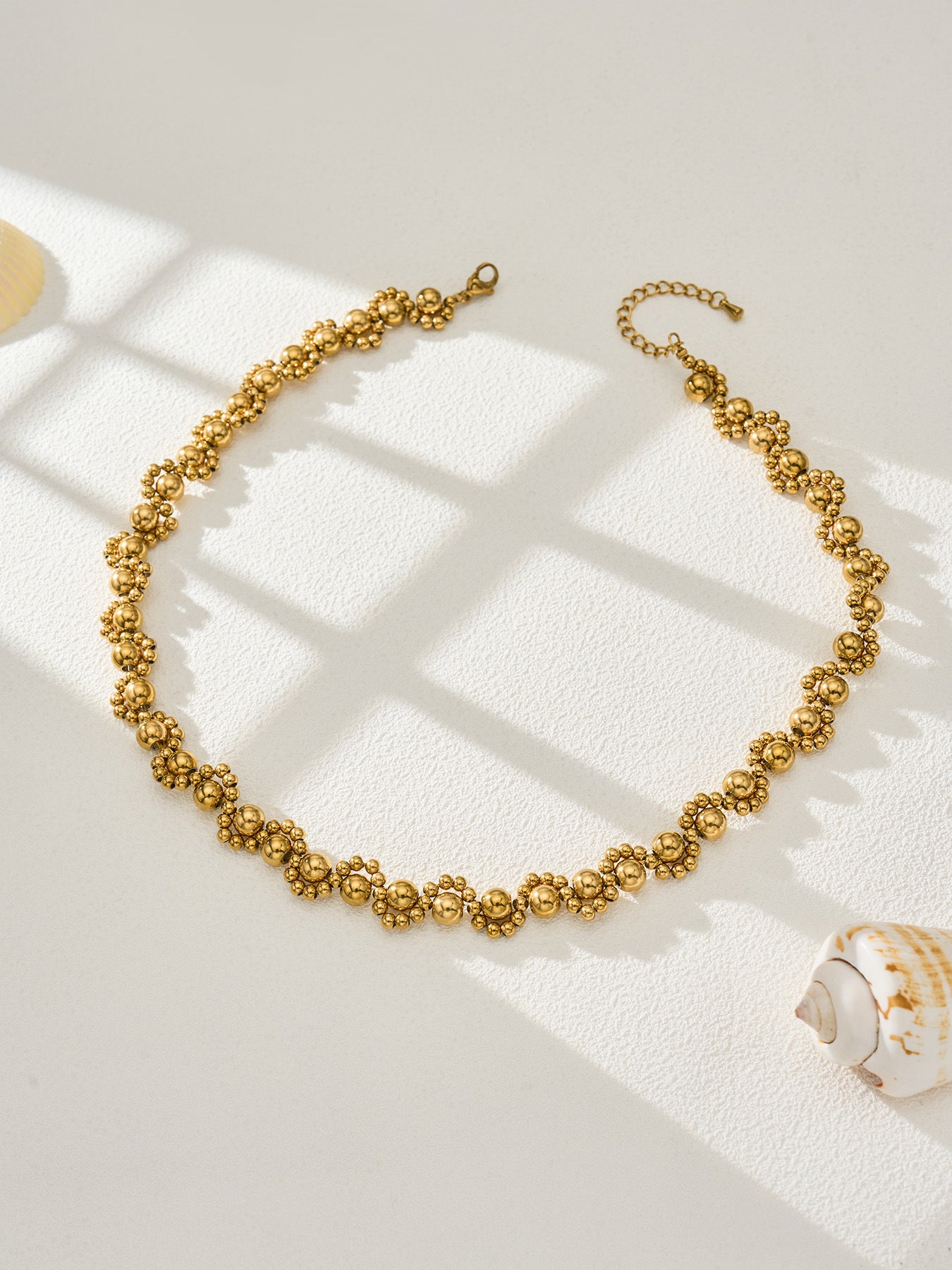 316L Stainless Steel 18K Gold PVD Vintage Mixed Metal Beaded Chain Bracelet Necklace - Vintage Mixed Metal Beaded Chain Wholesale Stainless Steel Jewelry - Sensitive Skin Friendly - Detail 11
