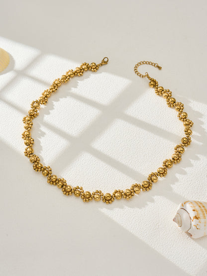 316L Stainless Steel 18K Gold PVD Vintage Mixed Metal Beaded Chain Bracelet Necklace - Vintage Mixed Metal Beaded Chain Wholesale Stainless Steel Jewelry - Sensitive Skin Friendly - Detail 11