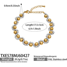 316L Stainless Steel 18K Gold PVD Vintage Mixed Metal Beaded Chain Bracelet Necklace - Vintage Mixed Metal Beaded Chain Wholesale Stainless Steel Jewelry - Sensitive Skin Friendly - Detail 12